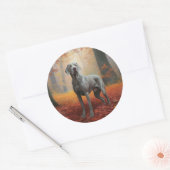 Sticker Rond Weimaraner en automne Leaves automne Inspire (Enveloppe)
