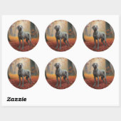 Sticker Rond Weimaraner en automne Leaves automne Inspire (Feuille)