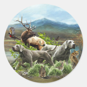 Sticker Rond Weimaraner, "Grey Ghost"