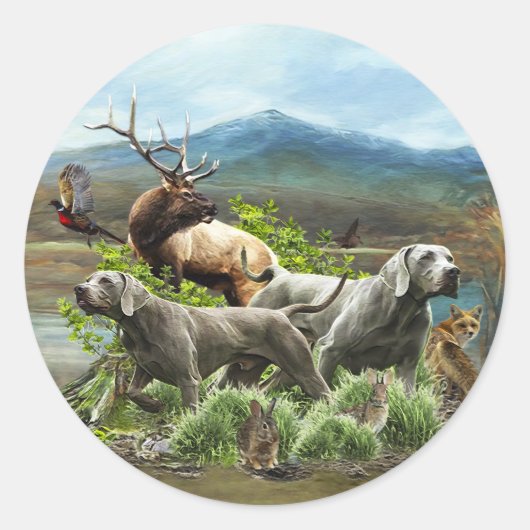 Sticker Rond Weimaraner, "Grey Ghost" (Devant)