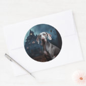Sticker Rond Weimaraner Halloween effroi (Enveloppe)
