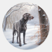 Sticker Rond Weimaraner Laisser Neige Noël (Devant)
