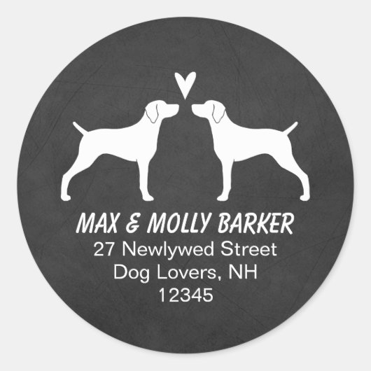 Sticker Rond Weimaraner Silhouettes Love Adresse de retour (Devant)