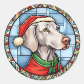 Sticker Rond Weimaraner Vitrail Noël (Devant)
