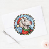 Sticker Rond Weimaraner Vitrail Noël (Enveloppe)