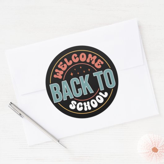 STICKER ROND WELCOME BACK TO SCHOOL (Enveloppe)