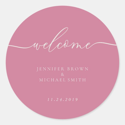Sticker Rond Welcome pink wedding party (Devant)