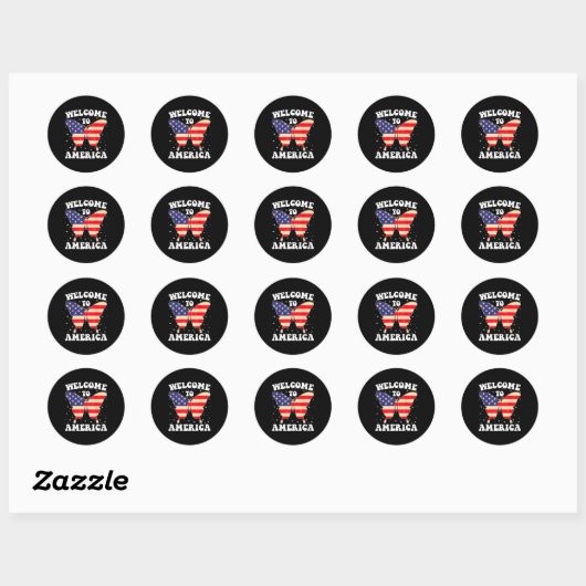 Sticker Rond Welcome To America Patriotic Butterfly New America (Feuille)