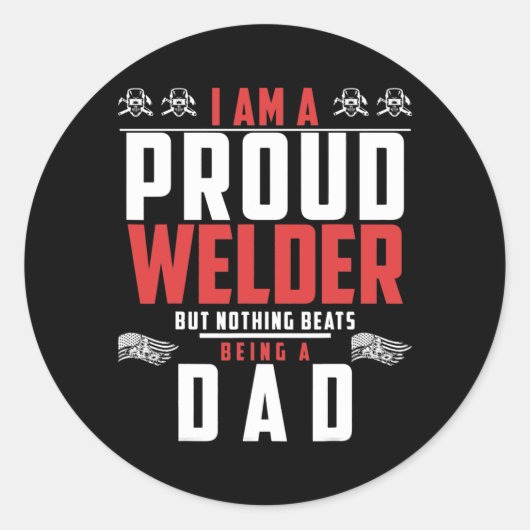 Sticker Rond Welder Dit Soudage Pour Hommes Papa  (Devant)