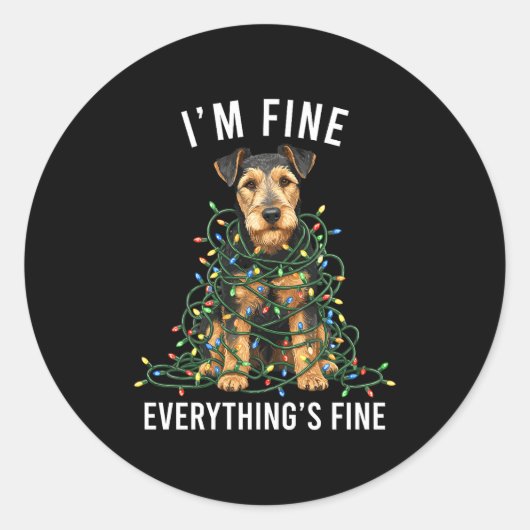 Sticker Rond Welerrier Christmas I'm Fine Everything Is Fine Pr (Devant)