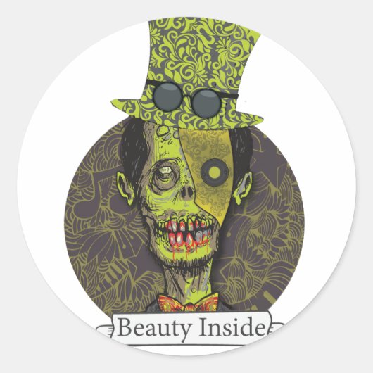 Sticker Rond Wellcoda Zombie Dead Monster Effrayant Déplaisant (Devant)