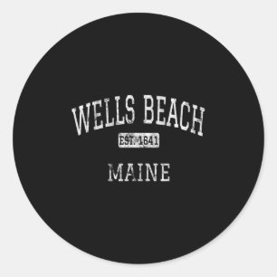 Sticker Rond Wells Beach Maine Me Vintage