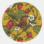 Sticker Rond Wens et fraises sur mustrard (Devant)