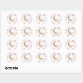 Sticker Rond We're Over The Moon Pink Celestial Baby Shower (Feuille)