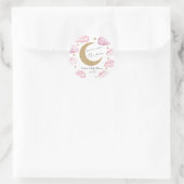 Sticker Rond We're Over The Moon Pink Celestial Baby Shower (Sac)
