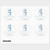Sticker Rond We're Snow Excited Snowmen Boy Baby Shower (Feuille)