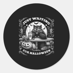 Sticker Rond Werewolf En Attente D'Halloween Éffrayante Effract