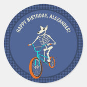 Sticker Rond Werewolf Skeleton on a BMX Bike Personalized (Devant)