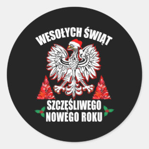 Sticker Rond Wesolych Swiat Joyeux Nouvel An En Polonais