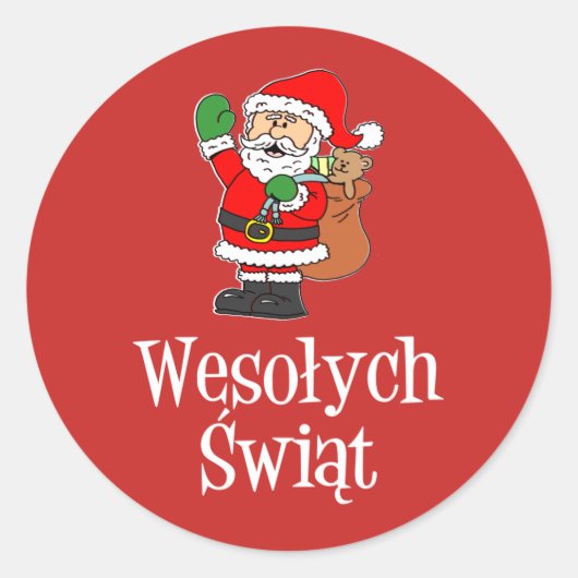 Sticker Rond Wesolych Swiat Polish Christmas (Devant)