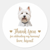 Sticker Rond West Highland Terrier Chien Mariage Favoriser Stic (Devant)