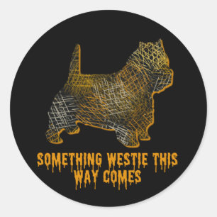 Sticker Rond West Highland Terrier Chien Silhouette amusant Hal