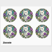 Sticker Rond West Highland Terrier Westie (Feuille)