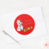 Sticker Rond West Highland White Terrier Cadeaux de Noël (Enveloppe)