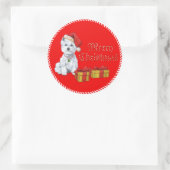 Sticker Rond West Highland White Terrier Cadeaux de Noël (Sac)