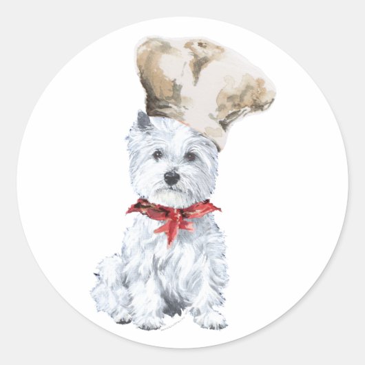 Sticker Rond West Highland White Terrier Chef (Devant)