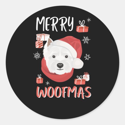 Sticker Rond West Highland White Terrier Christmas (Devant)