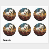 Sticker Rond West Highland White Terrier Festif de Noël (Feuille)