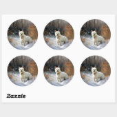 Sticker Rond West Highland White Terrier Laissons neiger Noël (Feuille)