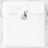Sticker Rond West Highland White Terrier Patriotique (Sac)