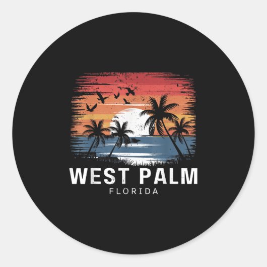 Sticker Rond West Palm Beach Florida Surfeur (Devant)