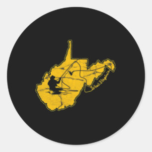 Sticker Rond West Virginia Mountain Gold et Blue Fly Fishing F