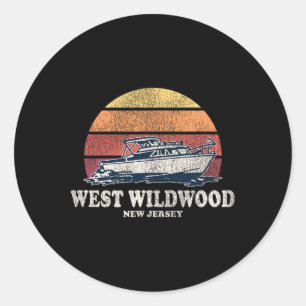 Sticker Rond West Wildwood Nj Bateau Vintage les années 70 Retr