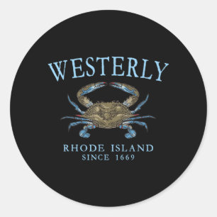 Sticker Rond Westerly Rhode Island Ville du Crabe Depuis 1669 C