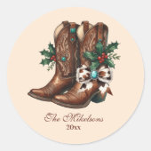 Sticker Rond Western Bow & Boots Christmas  (Devant)