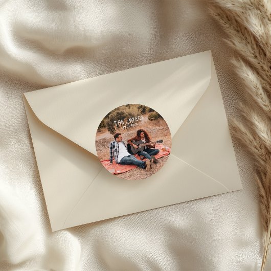 Sticker Rond Western Couple Photo Wedding