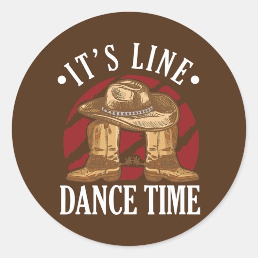 Sticker Rond Western Cowboy Cowboy Boots Dance Shoes It's Line (Devant)