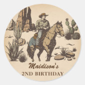 Sticker Rond Western Cowboy fête d'anniversaire (Devant)