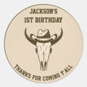 Sticker Rond Western Cowboy fête d'anniversaire (Devant)