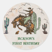 Sticker Rond Western Cowboy fête d'anniversaire (Devant)