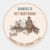 Sticker Rond Western Cowboy fête d'anniversaire (Devant)