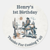 Sticker Rond Western Cowboy fête d'anniversaire (Devant)