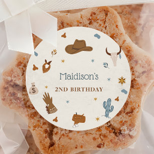 Sticker Rond Western Cowboy fête d'anniversaire
