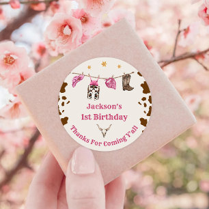 Sticker Rond Western Cowboy fête d'anniversaire