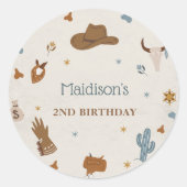 Sticker Rond Western Cowboy fête d'anniversaire (Devant)
