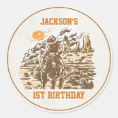 Sticker Rond Western Cowboy fête d'anniversaire (Devant)